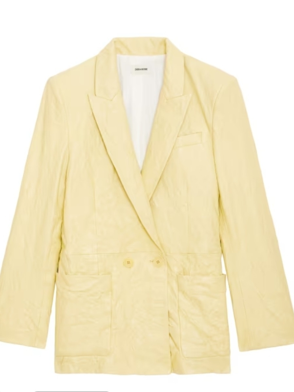 Zadig & Voltaire Visko Cuir Froisse Leather Jacket Shea Yellow $798, Sz 38 Or M
